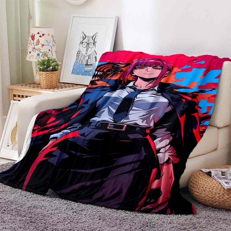 Chainsaw Man Anime Character Print Flannel Blanket Ultra Soft Warm Throw For Couch Bedroom Living Room Indoor Home Decor Gift