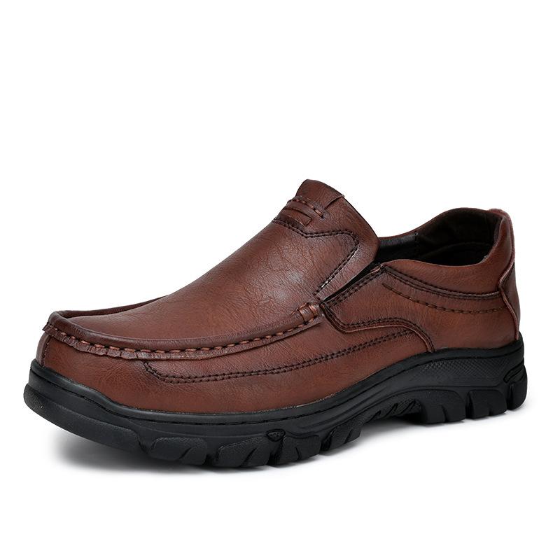 Leather shoes men's 2025 new men's casual leather shoes, genuine leather one-pedal outdoor non-slip thick-soled middle-aged and elderly father shoes