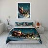 Santa Sleigh with Reindeer Bedding Duvet Cover Set Duvet Cover Pillowcases  (1*Duvet Cover 2*Pillowcases, without duvet insert)