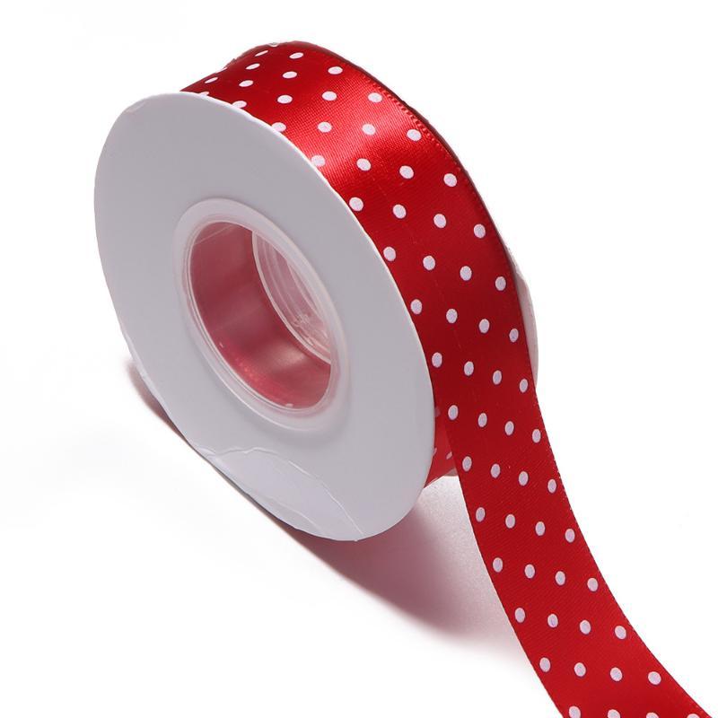 Fadeless Polka Dot Satin Ribbon 25mm 25 Yards Per Lot Reusable DIY Craft Material for Hair Bow Making Wedding Decor