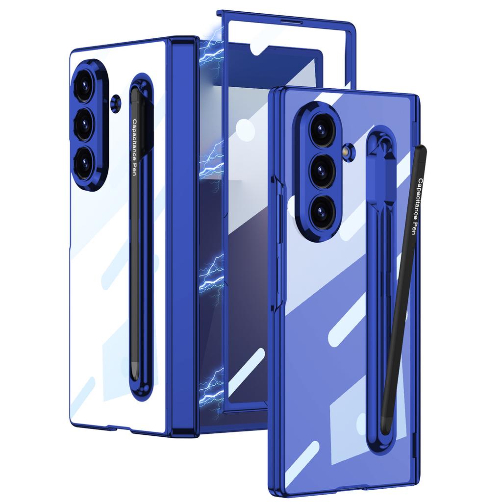Suitable for Samsung Z Fold7 Mobile Phone Case Electroplated Pc Phantom Transparent Fold7 Integrated Pen Slot with Pen Protection Case