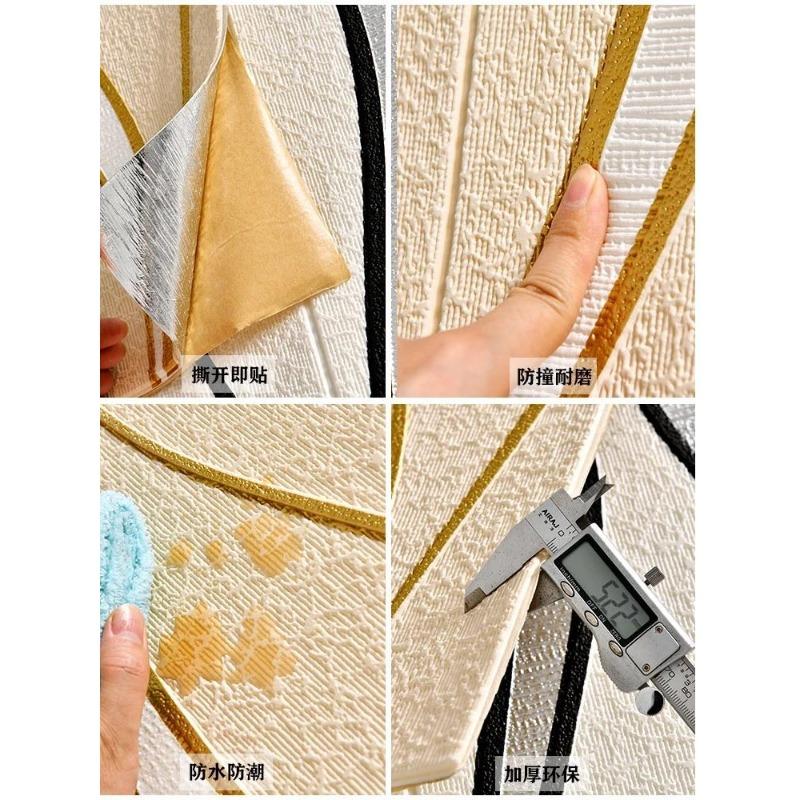 3d Wall Sticker Self-adhesive Wallpaper Living Room Background Wall Decor Foam Wall Sticker Bedroom Simple Wallpaper