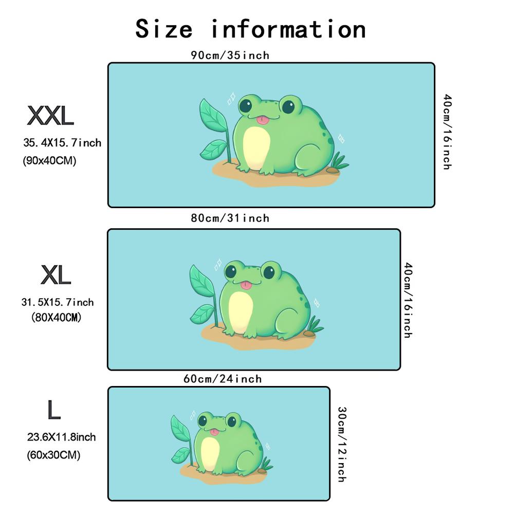 Cute Cartoon Frog Mouse Pad XXL Large Gaming Accessory Deskmats HD Non-Slip Rubber Computer Keyboard Mat Office Laptop Mousepad