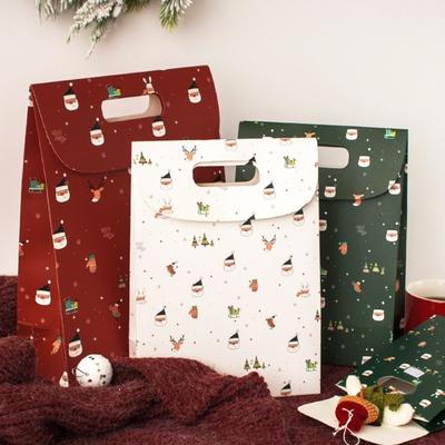 3Pcs Flip Cover Wrapping Paper Bag Paper Candy Pack Bag New Xmas Gift Box Christmas