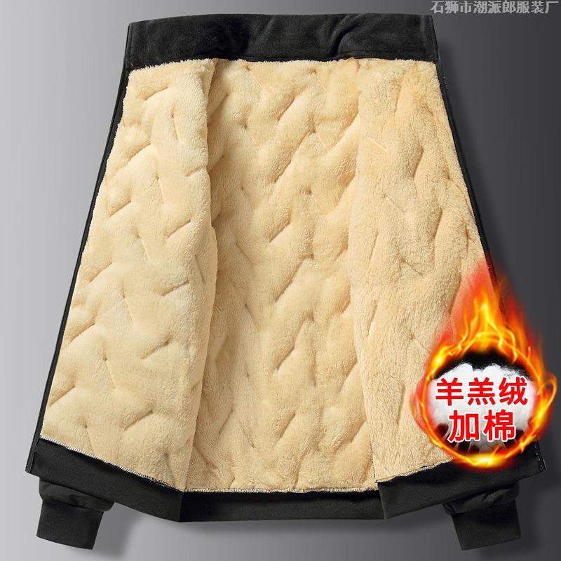 Lamb Down Cotton-padded Men's Jacket Winter Down Thickened Down Cotton-padded Clothes Warm Stand-up Collar Dad Padded Jacket