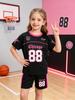 CMTXKids' Letter Star Pattern Round Neck Short Sleeve T-Shirt And Elastic Waist Shorts Set Children's Clothing Outfit