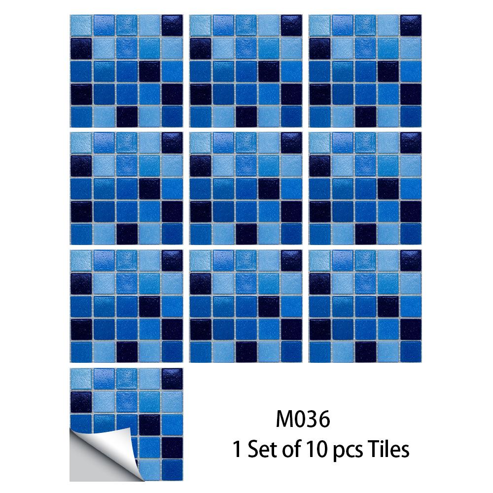 10PCS Mosaic Style Tile Simulation Stickers Self-adhesive Kitchen Waterproof PVC Wall Stickers Living Room Bathroom Decoration
