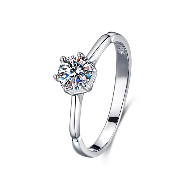 VENTFIL   CopperMoissanite Ring Engagement 0.5CT D Color Moissanite Jewelry Certified For Women Anniversary Gift