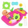 Kids Plastic Bath Tub Doll Set Pretend Role Play Toy with Shower Accessories