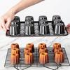 12-Cavity Canele Mold Cake Pan Non-Stick Canele Muffin Bakeware Cupcake Pan for Oven Baking Pudding Molds