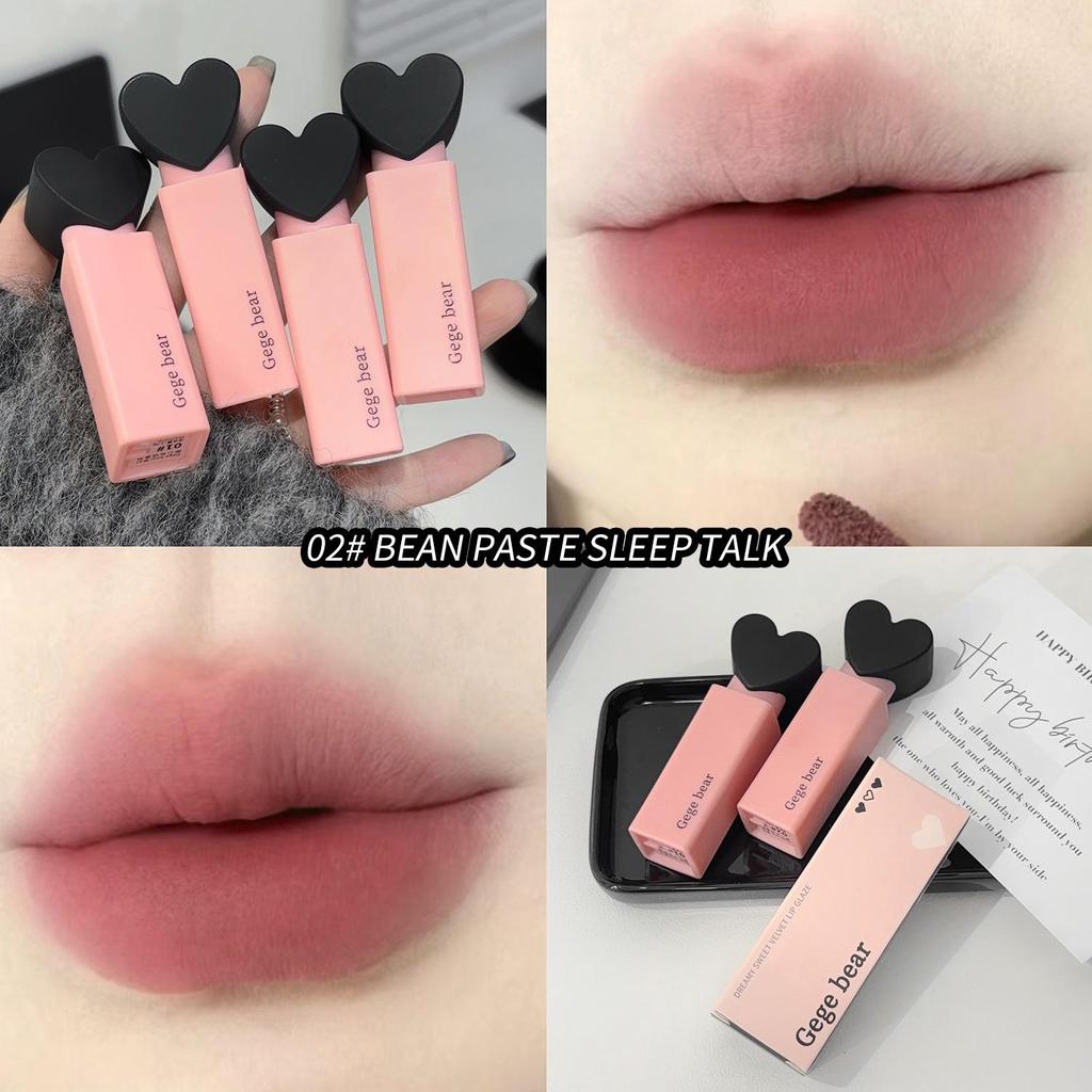 GEGE BEAR Dream Sweetheart Velvet Lip Glaze Nude Matte Lipstick,24 Hour Natural Velvet Smooth Crayon Lip Stain