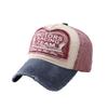 MOTO color-blocked baseball caps for women, American vintage distressed baseball caps, men's large head circumference, deepened hip-hop caps