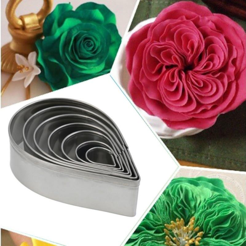 New 7Pcs Stainless Steel Mold Fondant Cake Paste Flower Tuberose Petal Cutters Petals Molds 2023