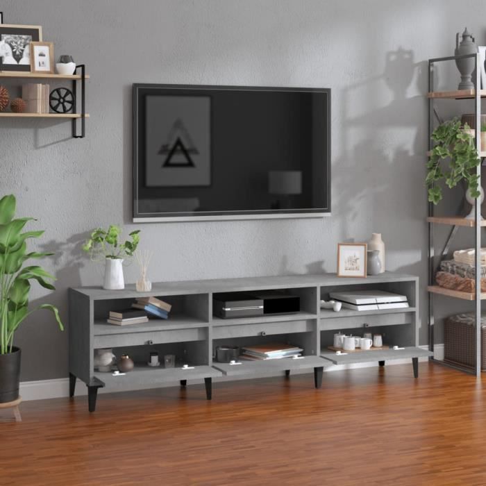 VidaXL Meuble TV gris béton 150x30x44,5 cm bois d'ingénierie 831921