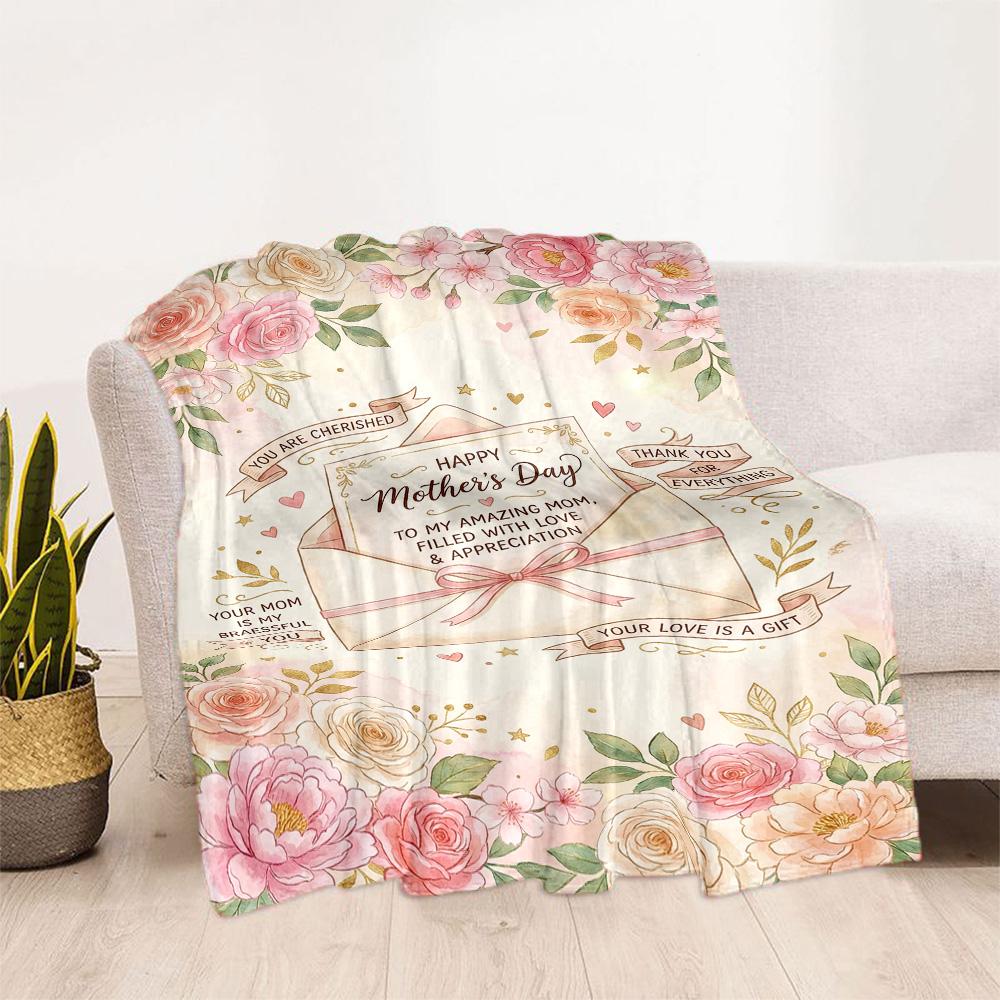 Mother's Day Love Letter Blanket Suitable for sofas,travel, living rooms also a good gift for friends and family Suitable for all seasons.