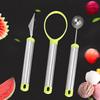 3pcs Multi Function Fruit Carving Device Wat Melon Scoop Melon Digg Fruit Pulp Removal Tool(3pcs Set GreenSilv )