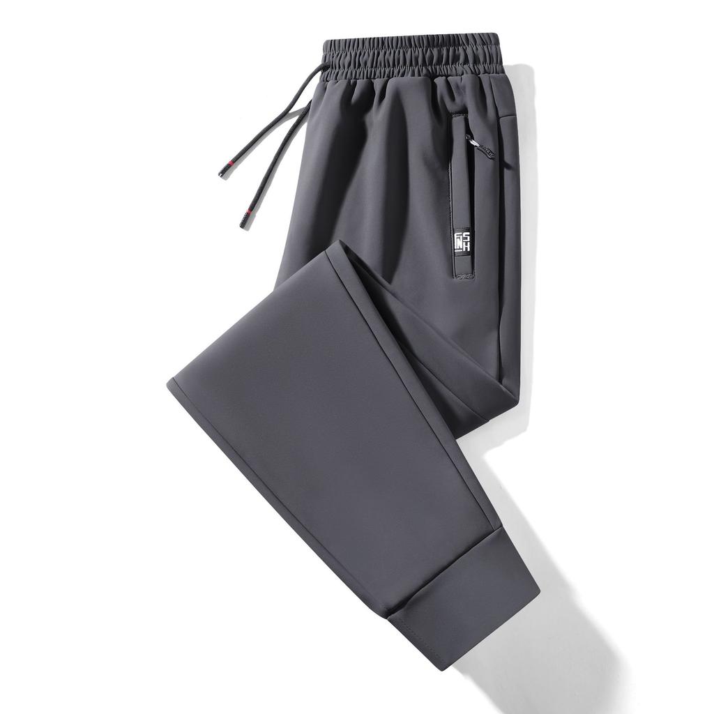 Men's Fleece-Lined Thickened Relaxed-Fit Cuffed Sweatpants Large Size Straight-Leg Athletic Trousers for Autumn and Winter