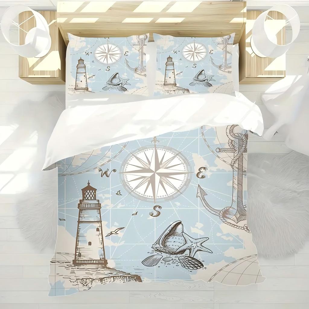 Retro Pirate Ocean World Pattern 3D Printed Quilt Cover Retro Art Style Duvet Cover Soft Comforter Luxury Bedding Set Pillowcase