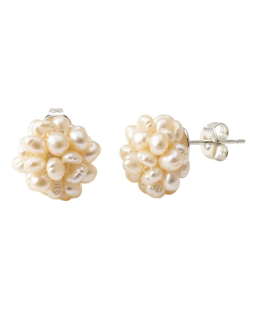 Alleun Silver 925 Freshwater Bold Pearl Earrings Popcorn