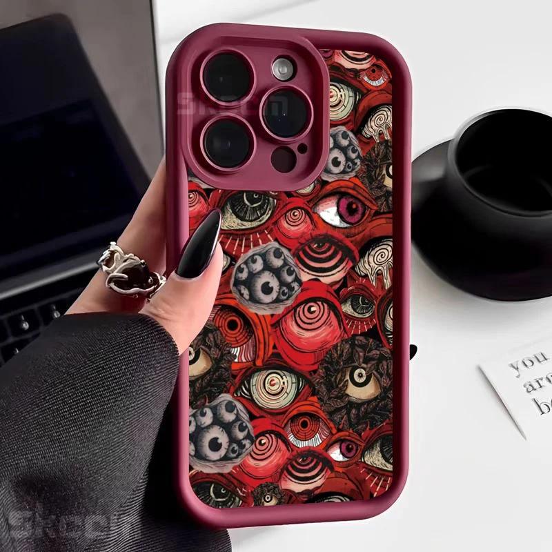 Trendy Spooky Scary Red Eye Soft TPU Phone Case For IPhone 17 Air 16 15 Pro Max 14 13 12 11 Plus Shockproof Bumper Durable Cover
