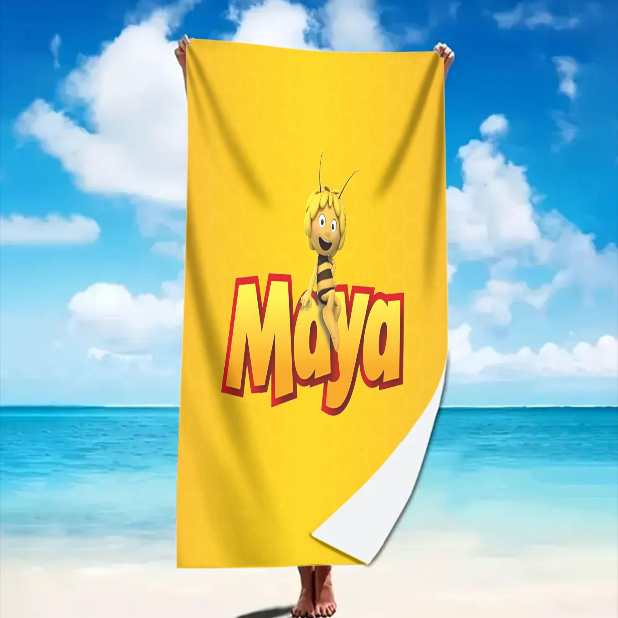

1pcs Maya the Bee Beach Towel, Cute Cartoon Character Print Oversized Bath Towel, Soft Quick Dry Summer Blanket W30*H60(CM)