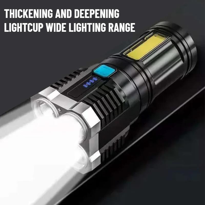 Hochleistungs-LED-Taschenlampen Camping-Taschenlampe mit 4 Lampenperlen und COB-Seitenlicht Wiederaufladbare Tragbare Handlaterne 4 Beleuchtungsmodi