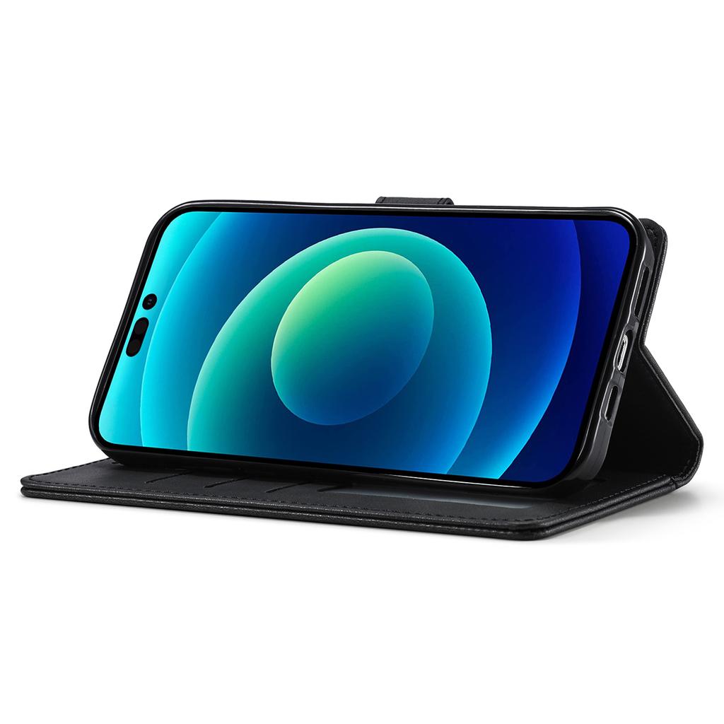 LC.IMEEKE Wallet Case for iPhone 15 Plus,Anti-scratch PU Leather Calf Texture Stand Flip Cover