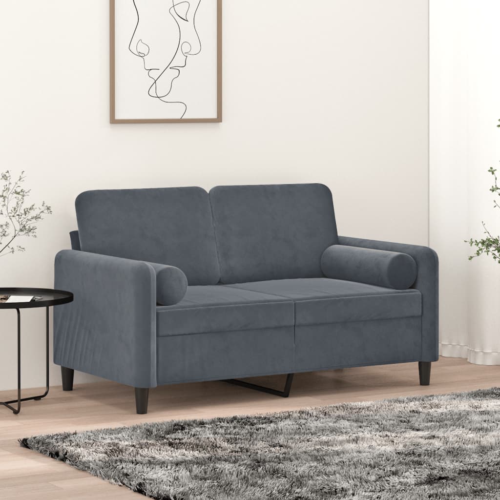 Vidaxl Poduszki Ozdobne, 2 Szt., Ciemnoszare, Ø15X50 Cm, Aksamit