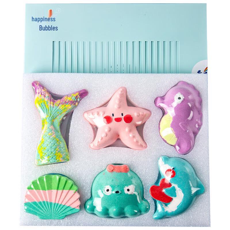 Szczęśliwa Bąbelkowa Bomba do Kąpieli z Olejkami Eterycznymi Ocean Zestaw Prezentowy (6 szt)