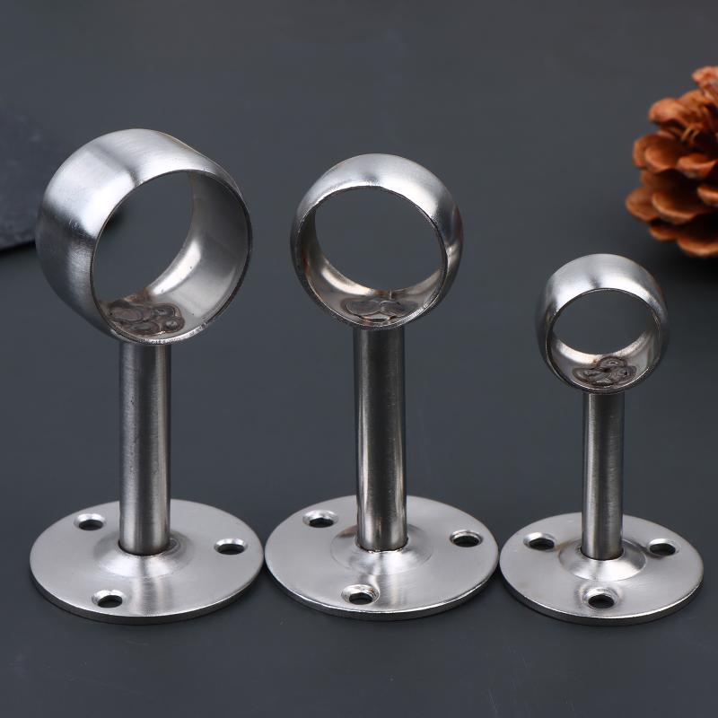 2Pcs Stainless Steel Flange Rod Holder 19-32MM Curtain Ceiling Mount Brackets for Windows Easy Install Sturdy Support