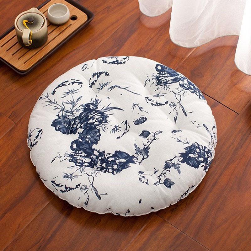 

Round New Cushion Patio Tatami Meditation Mat Seat Pillow Thicken Yoga Pad Floor Dark Blue,43x43cm