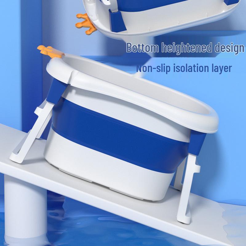 Children's Large Dual-Use Folding Bathtub - Crown Design for Sitting and Lying