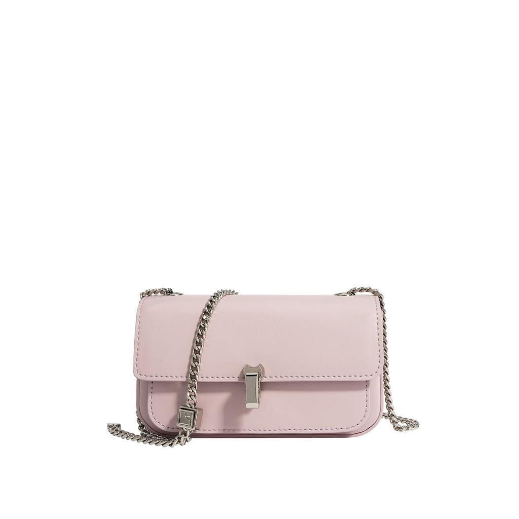 Simple Leather Chain Bag, Niche Texture Mobile Phone Messenger Bag, Casual Popular Bag, Cowhide Small Square Bag, Shoulder Bag.