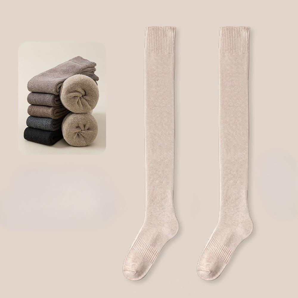 Knee-high Socks for Women, Autumn and Winter, Plush and Thickened Calf Socks, Winter Long Leg Solid Color Knee Protection Socks