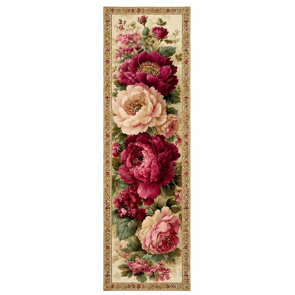 Peony Floral Dinning Table Runner Rectangular Elephant Print Table Cover Wedding Parties