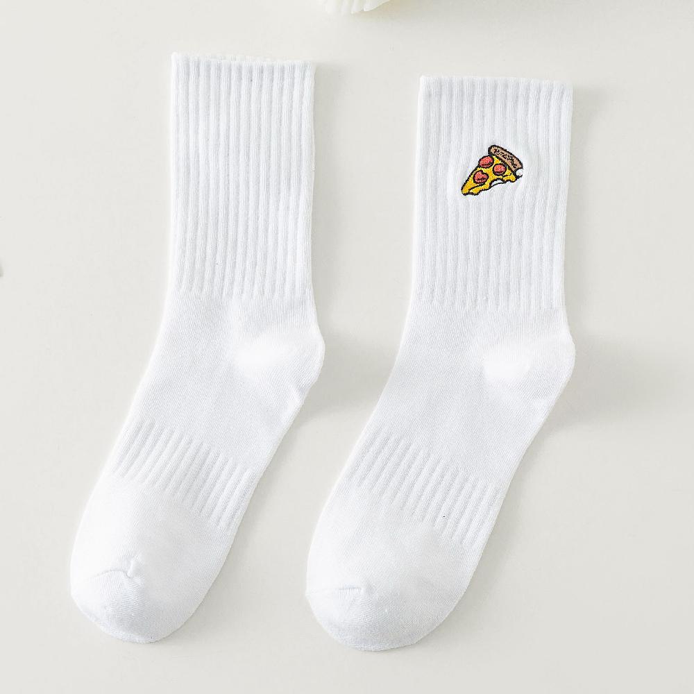 Warmer Winter Neu Lustige Stickerei Hamburger Pizza Muster Weiß Schwarz Grau Lässige Hipster Dicke Socken Weihnachtsgeschenk Dropship