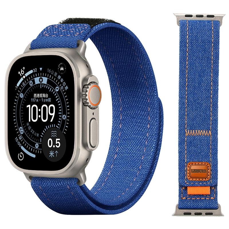 Denim Nylon Armband für Apple Watch Ultra 3-2-1 49mm 11 10 46mm 42mm Geflochtenes Armband iWatch 9 8 7 6 5 4 SE 45mm 44mm 41/40mm Band