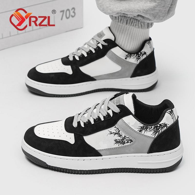 YRZL Men Classic Casual Shoes Comfortable Outdoor Sports Shoes for Men Lace Up Mens Walking Shoes White Sneakers