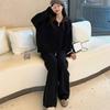Wind Zipper Knitted Suit Women's Autumn and Winter New Style Thick Loose Casual Wide-leg Pants Two-piece Suit