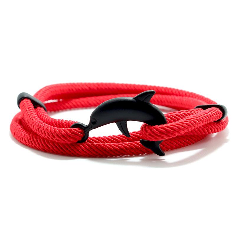 New Dolphin Bracelet Men 4mm Nylon Cord Chain Braclet Homme Bohemia Woven Adjustable Braslet Beach Leisure Accessories Pulseira