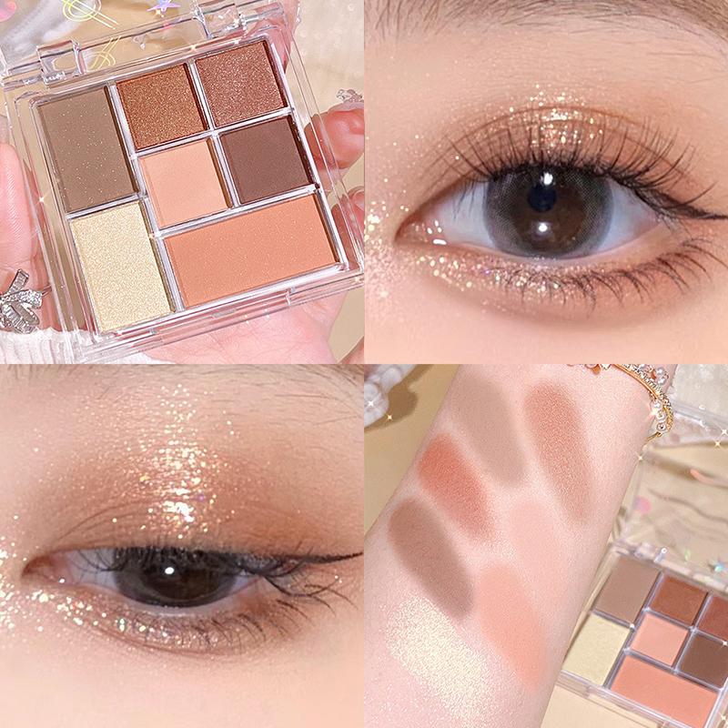 1PC Transparent Party Pearlescent Date Makeup Earth Color Eye-catching Seven Colors Stage Eye Shadow Plate Makeup Multi-function