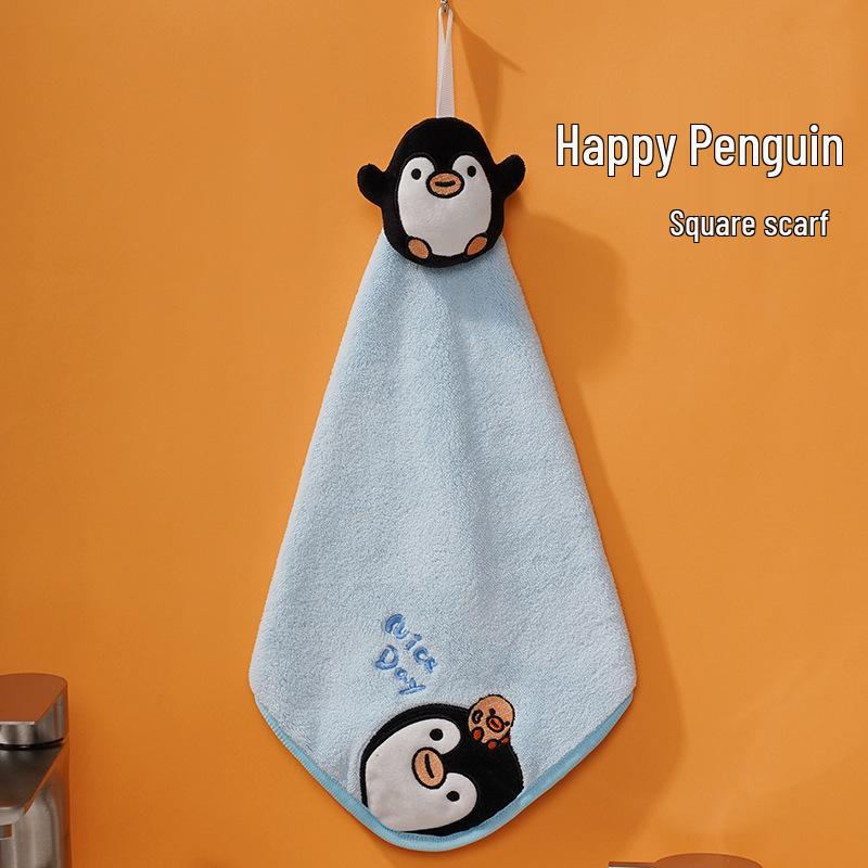 3D Cartoon Cute Hanging Hand Towel - Absorbent Coral Fleece Embroidered Cloth for Kitchen & Kids
