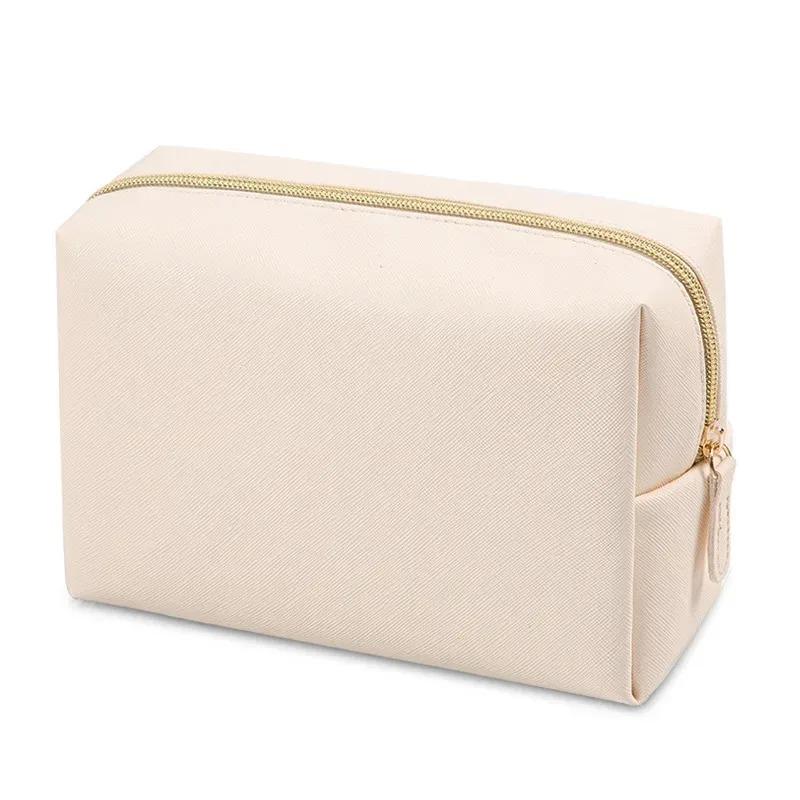 Women's Large Capacity Makeup Bag, PU Leather Cosmetic Organizer, Waterproof Travel Toiletry Bag with Handheld Strap for Ladies