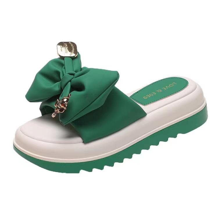 

Модные туфли на плоской подошве с металлическим декором в виде бабочки, женские шлепанцы, зеленые сандалии, новые летние шлепанцы, Chanclas Mujer, женская обувь 40 зелёный