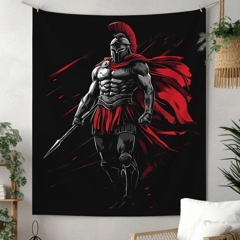 Tapestry Spartan warrior gladiator red 75x100 чёрный
