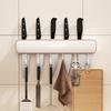 Wandmontierter Messerhalter mit Haken Bohrlos Küchenorganizer für Messer Utensilien Platzsparend Belüftet Rostfrei Multifunktionales Lagerregal