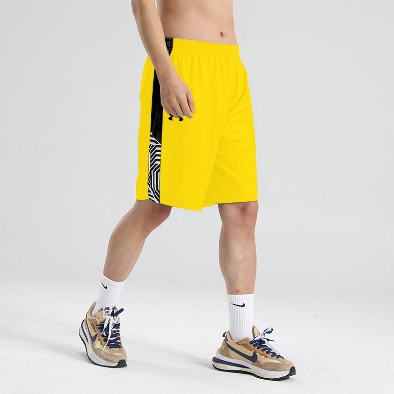 Under Armour Color Block Casual Design Quick Dry Running Sports Training Mid Rise Basketball Shorts Men Shorts Yellow 23500201-790