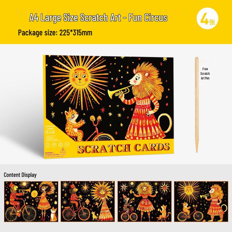 

Creative A4 Night Scene Scratch Painting Paper for Kids - DIY Art Gift & Decompression Toy