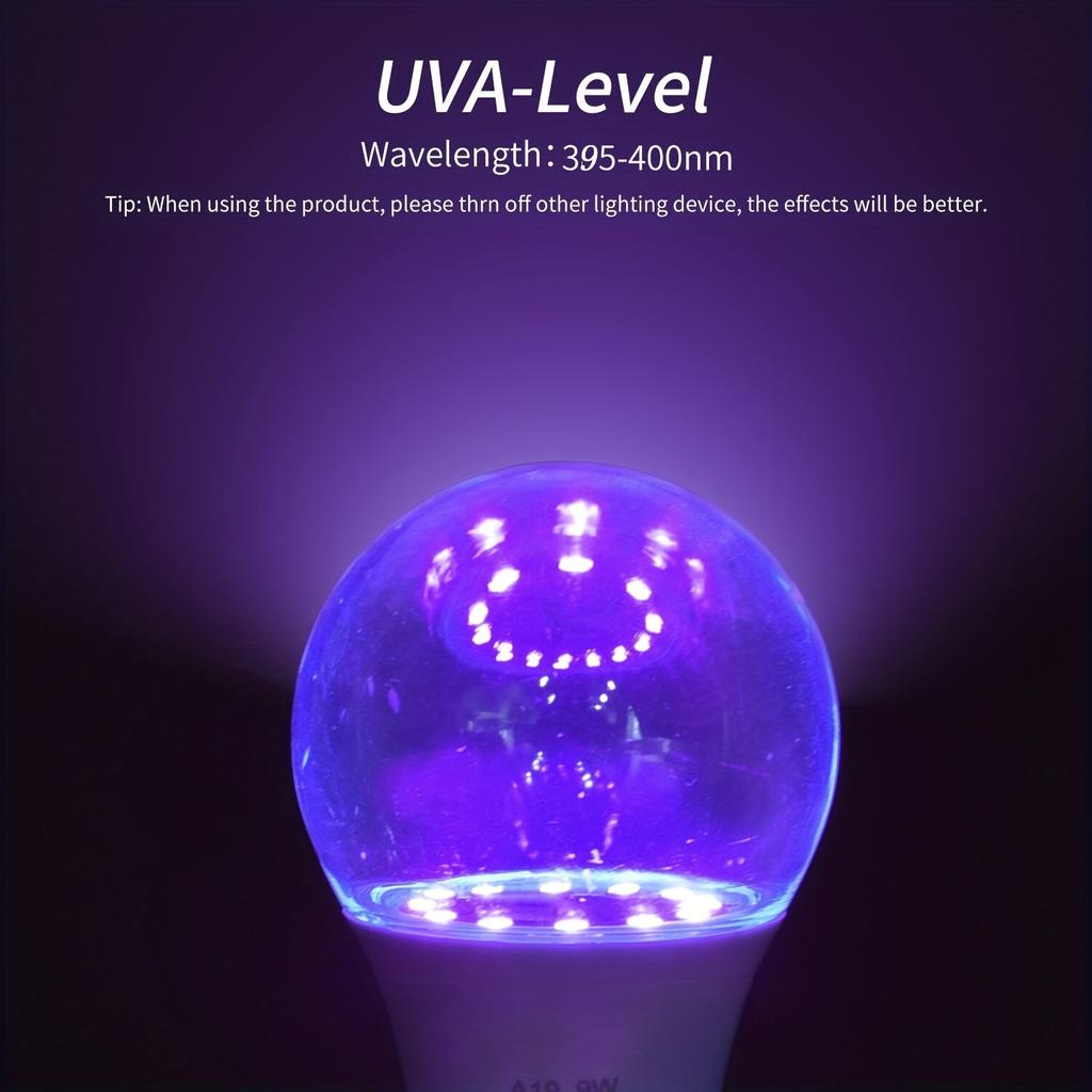 1pc LED Black Light Bulbs,9W Blacklight,E27 Medium Base AC85-265V,UVA Level 395-400nm,Glow In The Dark For Halloween,Birthday
