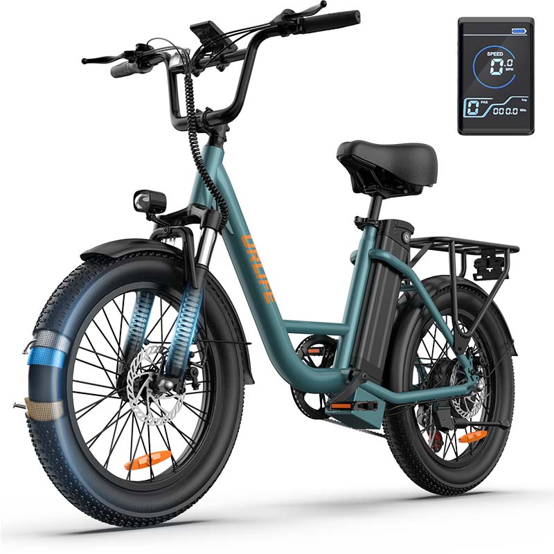 URLIFE E20 City Commuting Electric Bicycle 48V13Ah Battery 500W Motor Outdoor Riding E-Bike 20 Inch Fat Tires Electric Bike With TowSeat